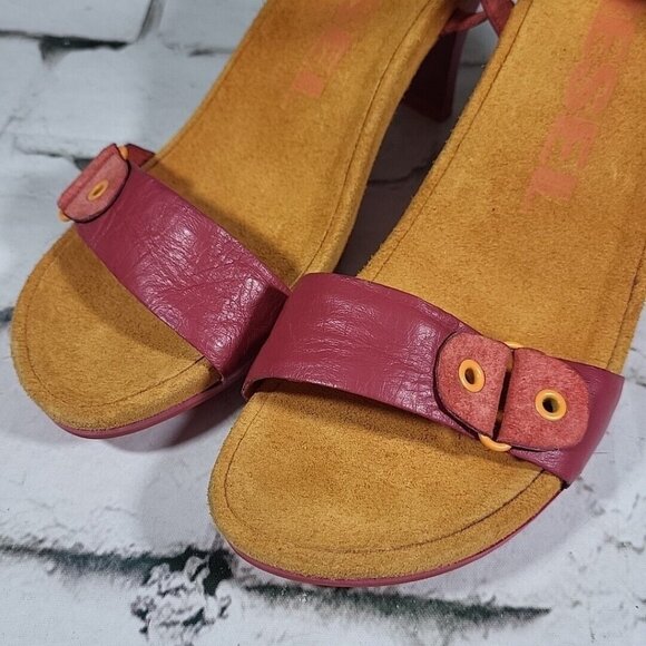 Y2K Diesel Astro Leather Pumps Ankle Strap Heels Sz 6 Orange Pink RARE NEW NOS - Picture 9 of 12